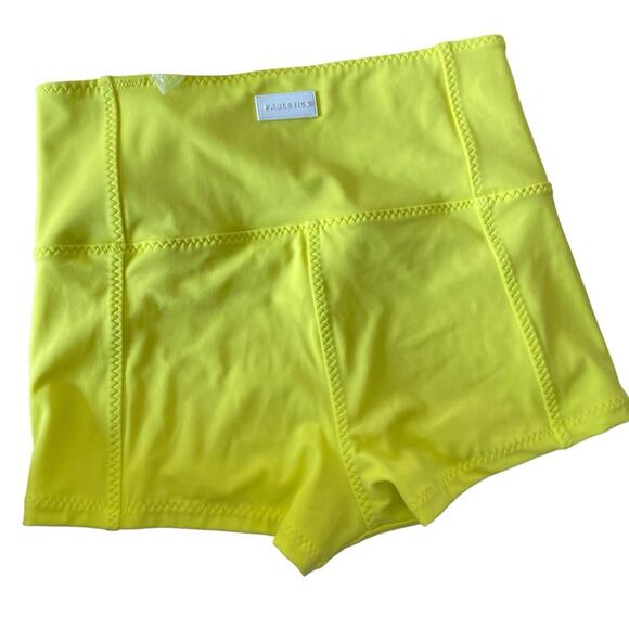 Fabletics NWTs Bandeau Top Shaping Bottoms Swim Suit Bikini Set Sour Lemon Small - Picture 6 of 8